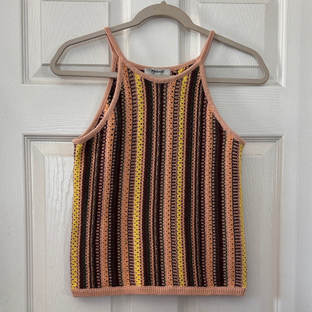 Madewell XS Knit Tank Top Striped Boho Sleeveless Crop